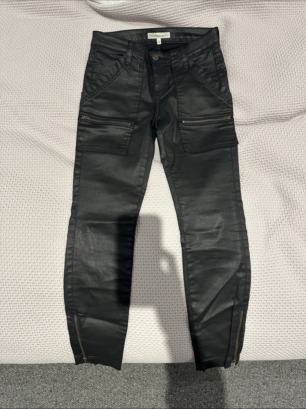 Joie Black Coated Skinny Cargo Jeans